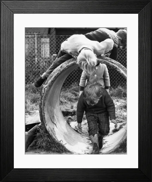 Framed Print : Children playing Cambridge, 10th April 1964, Children Playground Feature Framed Print : Children playing Cambridge, 10th April 1964, Children Playground Feature