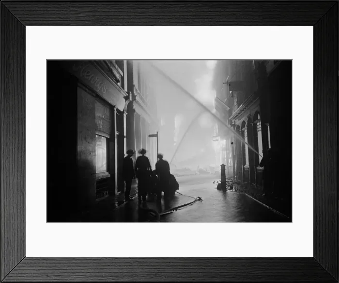 Framed Print : Firemen tackling fires in the streets close to St Paul Framed Print : Firemen tackling fires in the streets close to St Paul