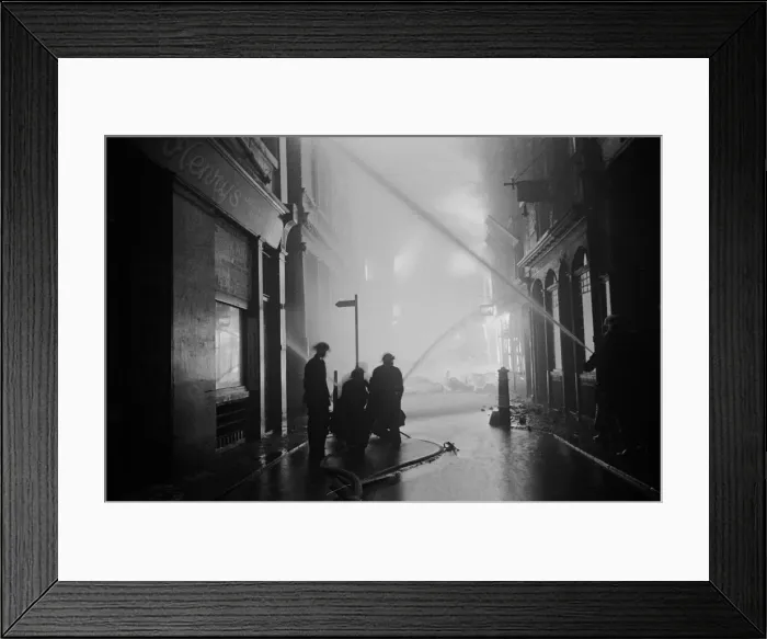 Framed Print : Firemen tackling fires in the streets close to St Paul