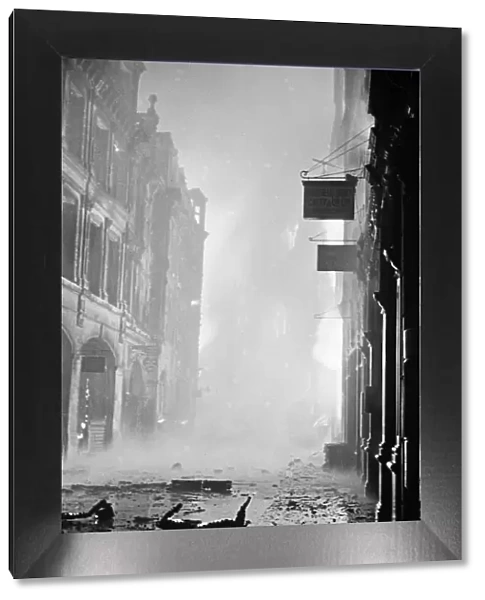 Fires in Ave Maria Lane, London, started by high explosive