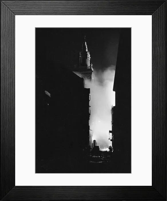 Framed Print : Members of the Auxiliary Fire Service and London Fire Brigade seen here fighting a fire Framed Print : Members of the Auxiliary Fire Service and London Fire Brigade seen here fighting a fire