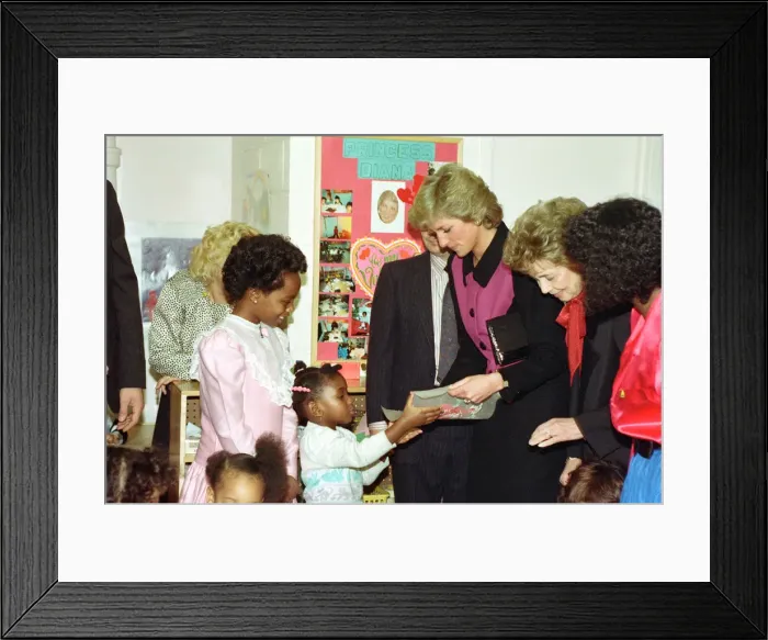 Framed Print : Diana, Princess of Wales visits a day nursery, New York City. February 1989