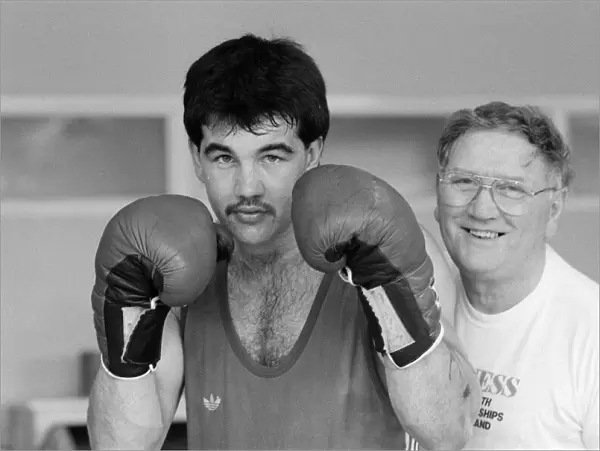 ABA light heavyweight champion Jimmy Moran from Redditch with his coach Dennis Jackson