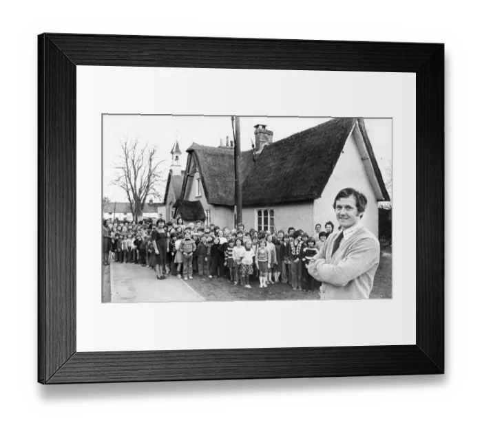 Framed Print : Picture shows Barrington Village, Cambridgeshire. Pupils outside a school Framed Print : Picture shows Barrington Village, Cambridgeshire. Pupils outside a school