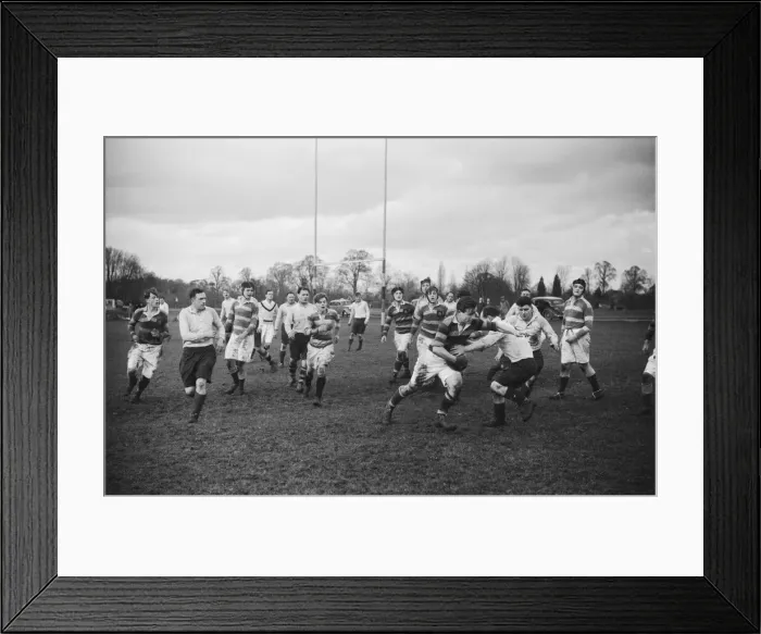 Framed Print : A rugby team of the Auxiliary Fire Service seen here playing against Beaumont College Framed Print : A rugby team of the Auxiliary Fire Service seen here playing against Beaumont College