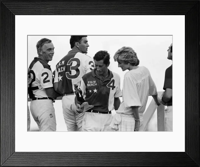Framed Print : Prince Charles, Prince of Wales and Diana, Princess of Wales attend a polo match at Palm Framed Print : Prince Charles, Prince of Wales and Diana, Princess of Wales attend a polo match at Palm