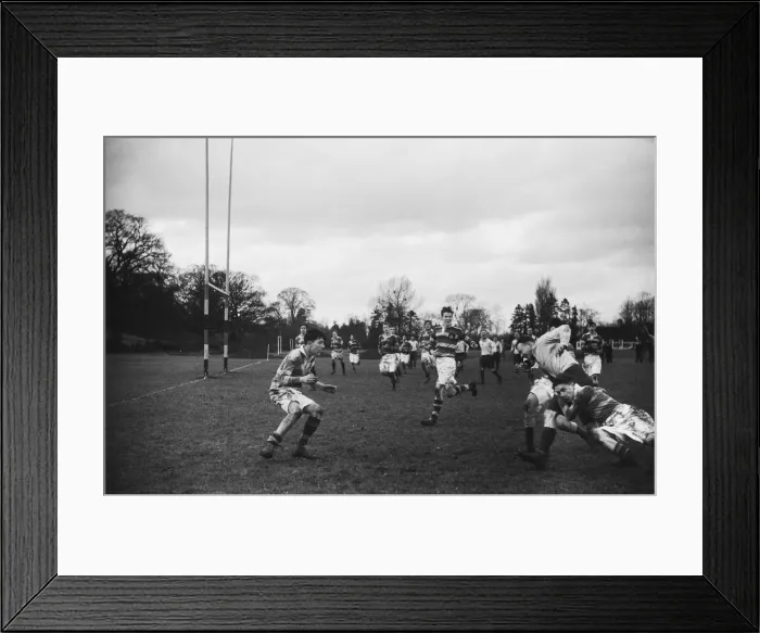 Framed Print : A rugby team of the Auxiliary Fire Service seen here playing against Beaumont College Framed Print : A rugby team of the Auxiliary Fire Service seen here playing against Beaumont College