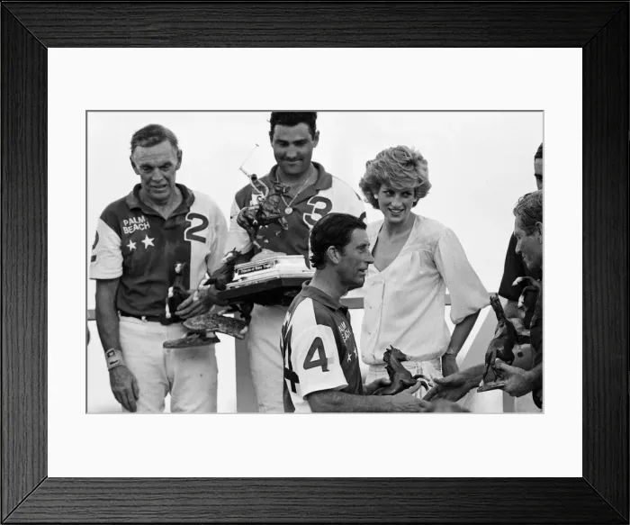 Framed Print : Prince Charles, Prince of Wales and Diana, Princess of Wales attend a polo match at Palm Framed Print : Prince Charles, Prince of Wales and Diana, Princess of Wales attend a polo match at Palm