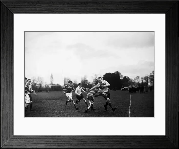 Framed Print : A rugby team of the Auxiliary Fire Service seen here playing against Beaumont College Framed Print : A rugby team of the Auxiliary Fire Service seen here playing against Beaumont College
