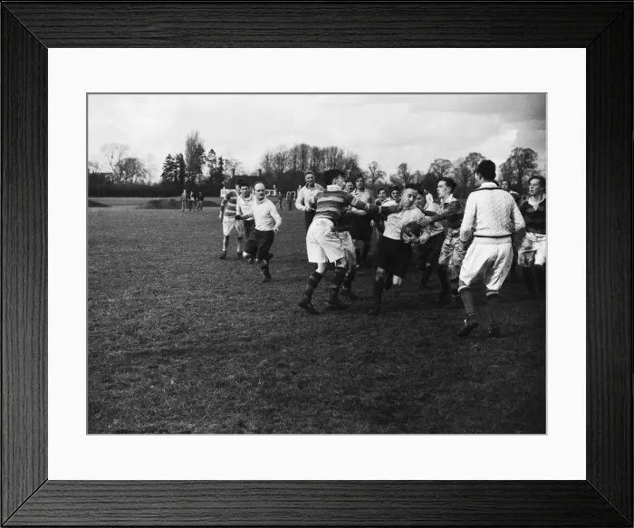 Framed Print : A rugby team of the Auxiliary Fire Service seen here playing against Beaumont College Framed Print : A rugby team of the Auxiliary Fire Service seen here playing against Beaumont College