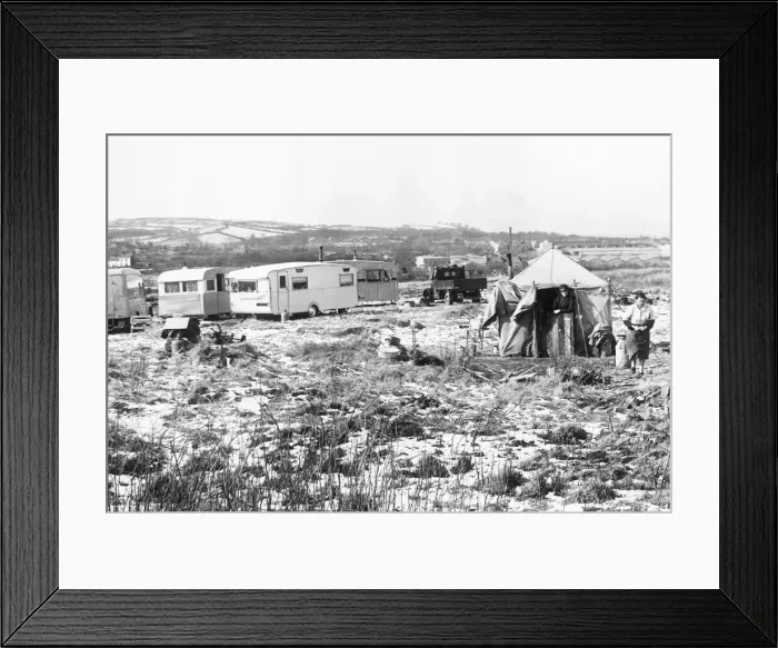 Framed Print : A camp site at Waunarlwyd, Swansea, South Wales. It is possible this is a