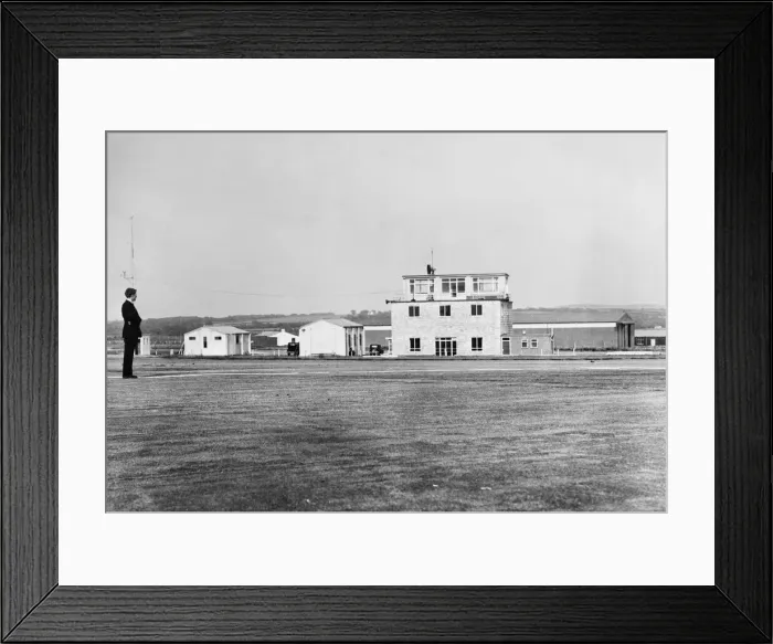 Framed Print : Fairwood Airport. A view from the main runway of the terminal buildings Framed Print : Fairwood Airport. A view from the main runway of the terminal buildings