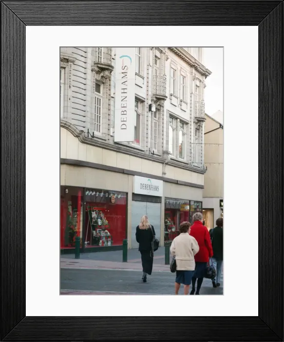 Framed Print : Debenhams store, Middlesbrough. Pictured the day after the delivery area at the rear of Framed Print : Debenhams store, Middlesbrough. Pictured the day after the delivery area at the rear of