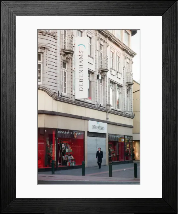Framed Print : Debenhams store, Middlesbrough. Pictured the day after the delivery area at the rear of Framed Print : Debenhams store, Middlesbrough. Pictured the day after the delivery area at the rear of