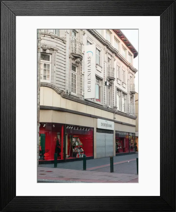 Framed Print : Debenhams store, Middlesbrough. Pictured the day after the delivery area at the rear of Framed Print : Debenhams store, Middlesbrough. Pictured the day after the delivery area at the rear of