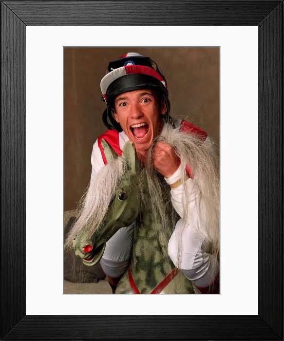 Framed Print : Frankie Dettori Jockey with Rocking Horse Framed Print : Frankie Dettori Jockey with Rocking Horse