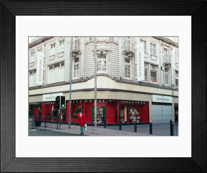 Framed Print : Debenhams store, Middlesbrough. Pictured the day after the delivery area at the rear of
