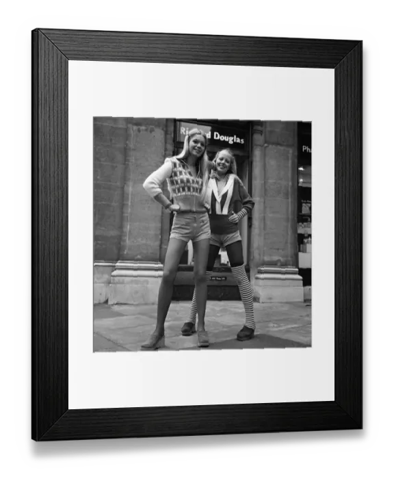 Framed Print : Knitwear fashions at Grosvenor House, London. Vicki Wise and Linda. 20th April 1972 Framed Print : Knitwear fashions at Grosvenor House, London. Vicki Wise and Linda. 20th April 1972
