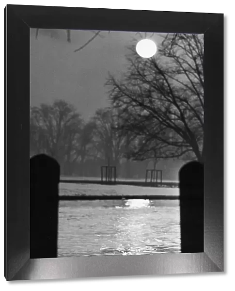 Scenes at sunset looking along the River Cam in Cambridge. 18th January 1966