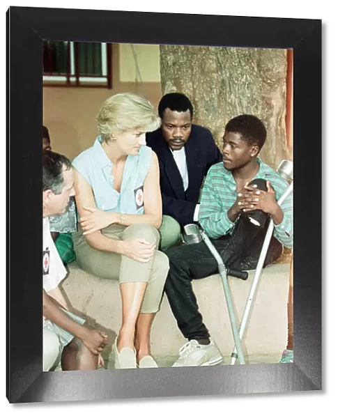 Diana, Princess of Wales during her four day visit to Angola