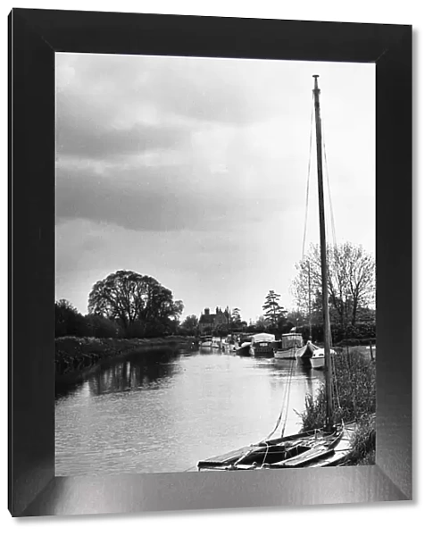 Yachts on the river in Cambridgeshire. Circa 1982