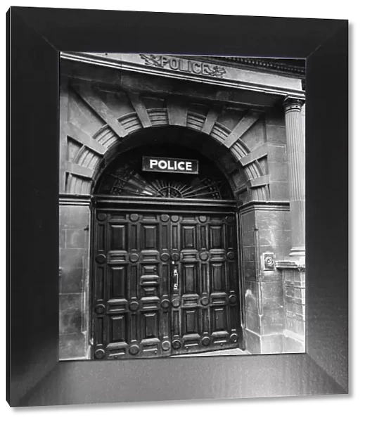 Cambridge Police Station showing the original oak doors, 1967