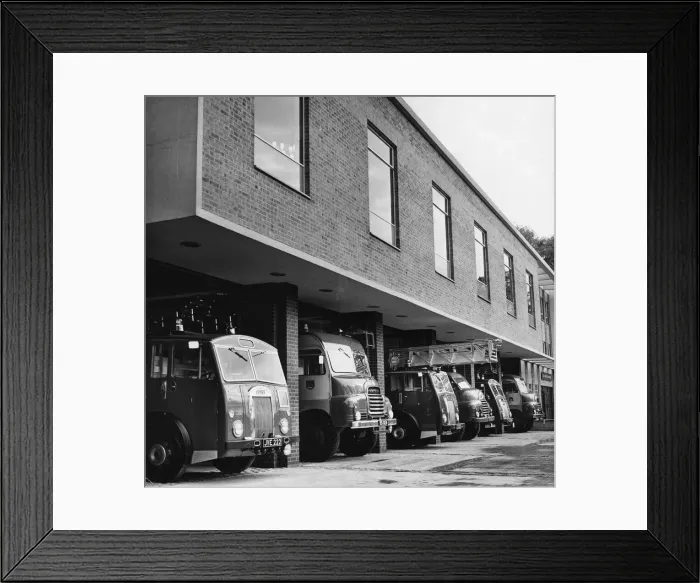 Framed Print : Fire engines at Cambridgeshire Fire Headquarters. October 1964 Framed Print : Fire engines at Cambridgeshire Fire Headquarters. October 1964