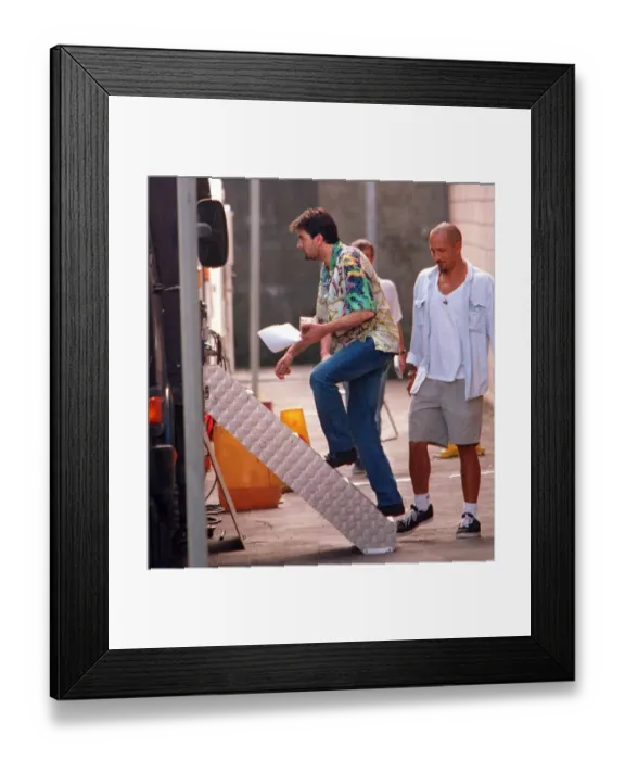 Framed Print : CHARLIE SHEEN FILMING AT CLYDEBANK TOWN HALL JULY 1997 NEAR GLASGOW WITH CUP OF Framed Print : CHARLIE SHEEN FILMING AT CLYDEBANK TOWN HALL JULY 1997 NEAR GLASGOW WITH CUP OF