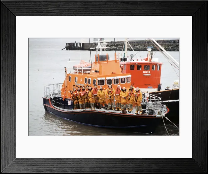 Framed Print : Crew on board the Barry lifeboat the Mary Frances Love Framed Print : Crew on board the Barry lifeboat the Mary Frances Love