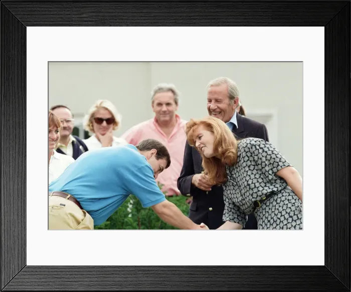 Framed Print : Prince Andrew, Duke of York and Sarah, Duchess of York at a charity golf match in aid of Framed Print : Prince Andrew, Duke of York and Sarah, Duchess of York at a charity golf match in aid of