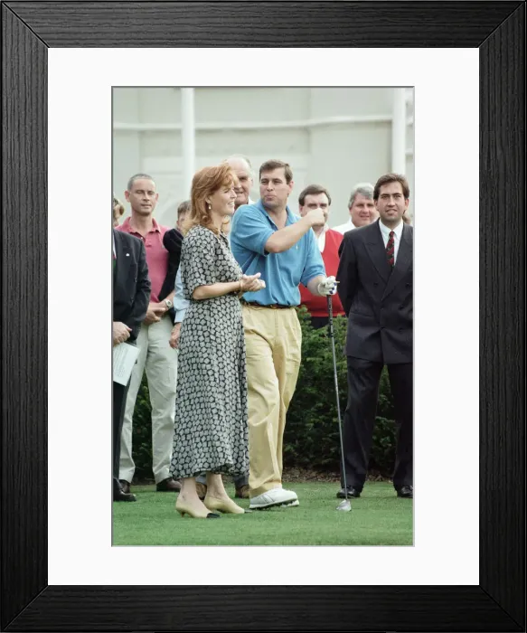 Framed Print : Prince Andrew, Duke of York and Sarah, Duchess of York at a charity golf match in aid of Framed Print : Prince Andrew, Duke of York and Sarah, Duchess of York at a charity golf match in aid of