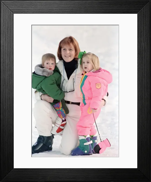 Framed Print : Sarah, The Duchess of York on holiday in Klosters with her daughters Princess Eugenie Framed Print : Sarah, The Duchess of York on holiday in Klosters with her daughters Princess Eugenie