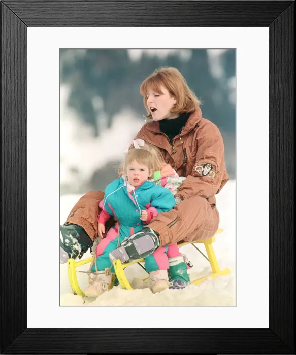 Framed Print : Sarah, The Duchess of York on holiday in Klosters with her daughters Princess Eugenie Framed Print : Sarah, The Duchess of York on holiday in Klosters with her daughters Princess Eugenie