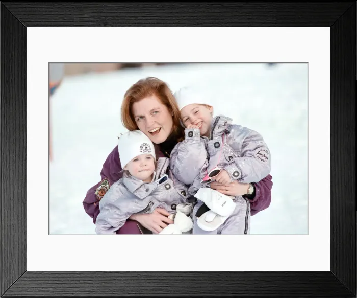 Framed Print : Sarah, The Duchess of York on holiday in Klosters with her daughters Princess Eugenie Framed Print : Sarah, The Duchess of York on holiday in Klosters with her daughters Princess Eugenie