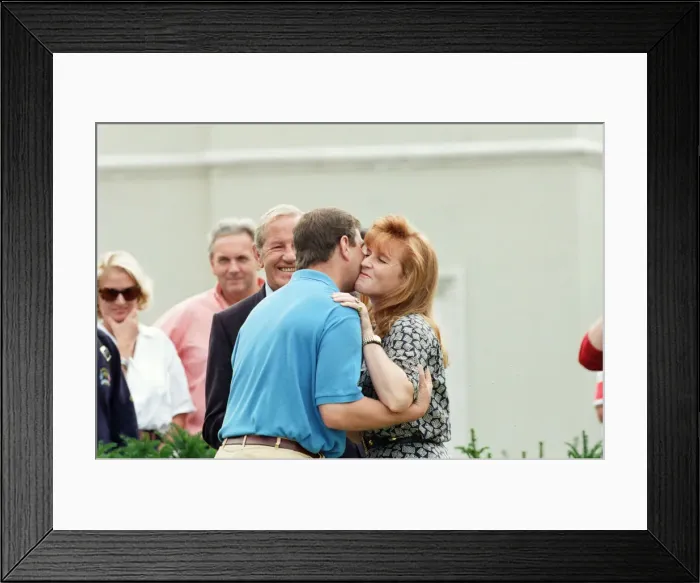 Framed Print : Prince Andrew, Duke of York and Sarah, Duchess of York at a charity golf match in aid of Framed Print : Prince Andrew, Duke of York and Sarah, Duchess of York at a charity golf match in aid of