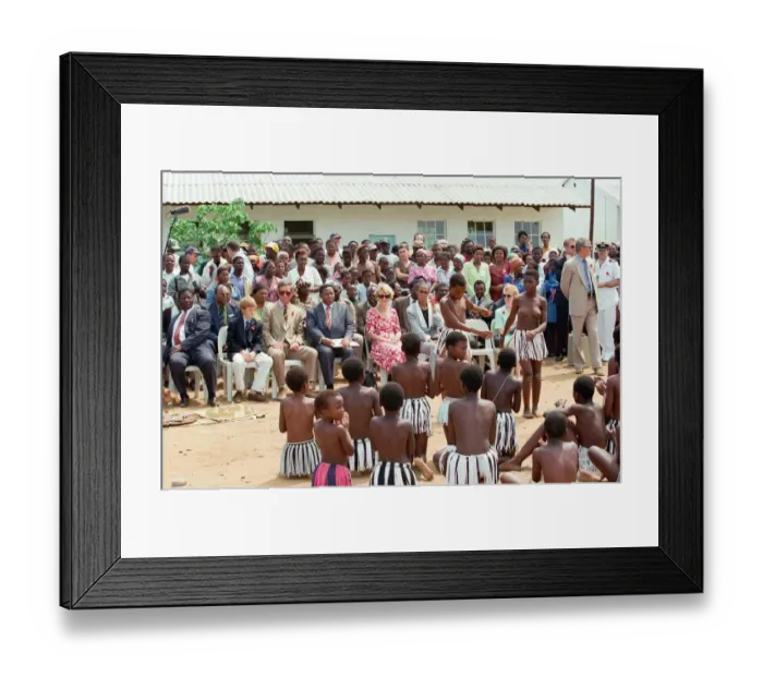 Framed Print : Prince Charles and his son Prince Harry visit the village of Dukuduku in South Africa