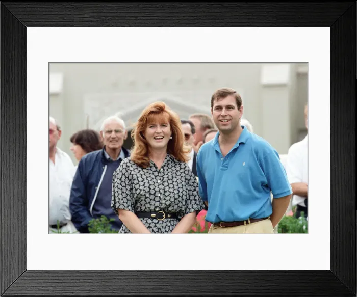 Framed Print : Prince Andrew, Duke of York and Sarah, Duchess of York at a charity golf match in aid of Framed Print : Prince Andrew, Duke of York and Sarah, Duchess of York at a charity golf match in aid of