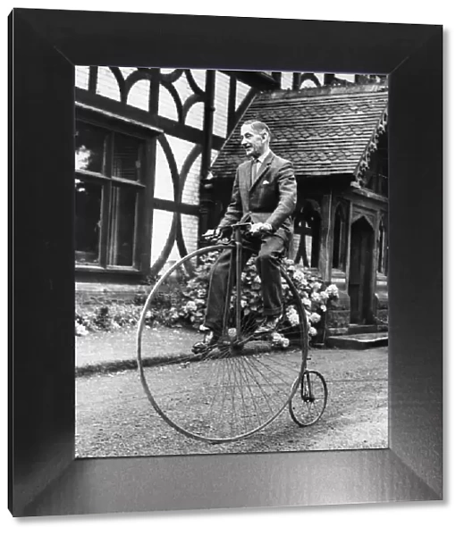 Mr Frederick Witts with his penny farthing bicycle at his home in Bryncoch, Neath, Wales