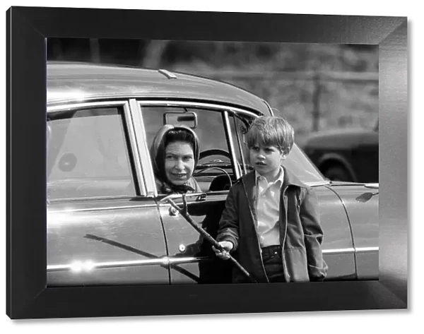 Queen Elizabeth II and Prince Edward at Windsor Great Park, Berkshire. 1st May 1971