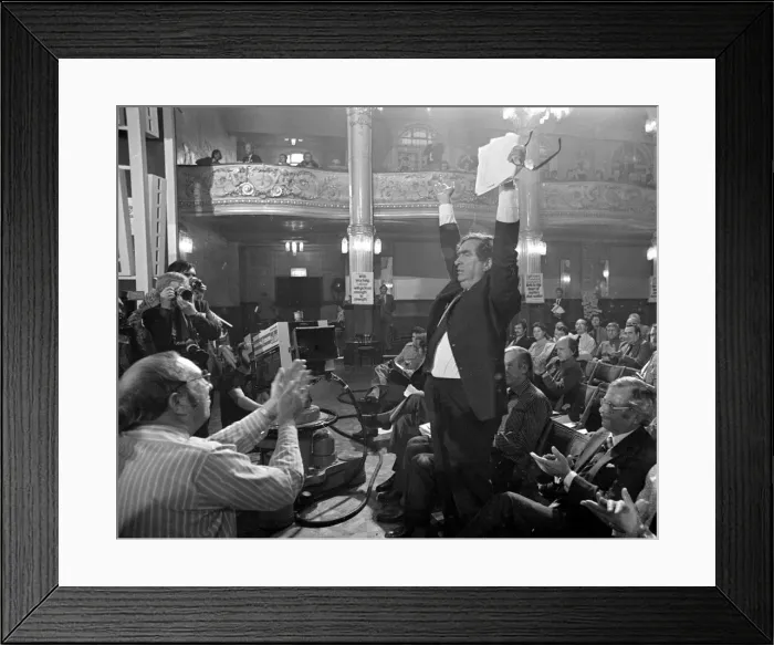 Framed Print : Chancellor of the Exchequer Denis Healey who cancelled his trip to the Commonwealth