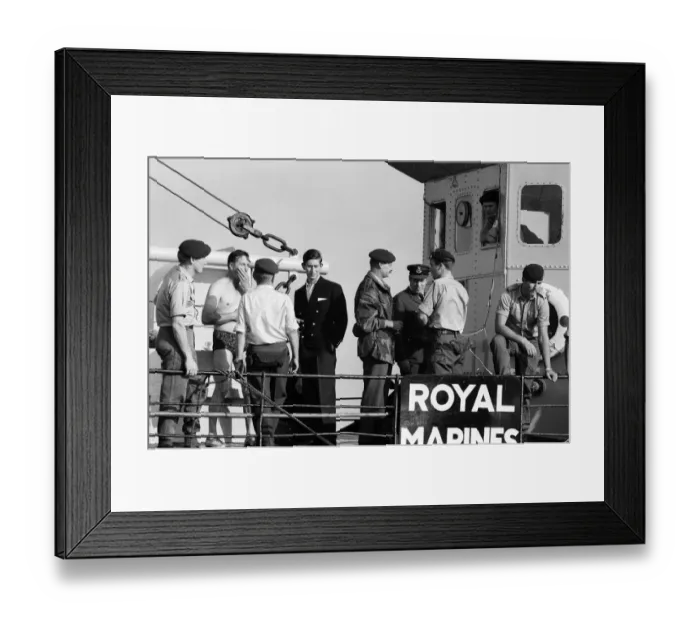 Framed Print : Prince Charles makes a parachute jump off the Dorset coast during his training as an RAF Framed Print : Prince Charles makes a parachute jump off the Dorset coast during his training as an RAF