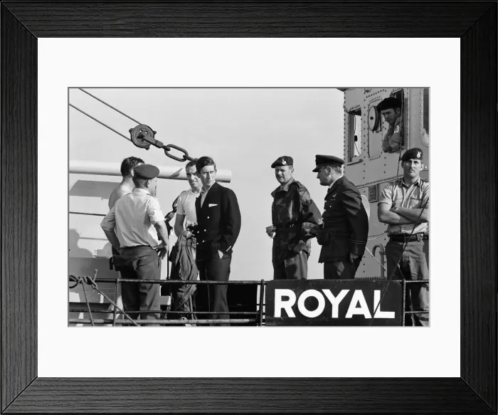 Framed Print : Prince Charles makes a parachute jump off the Dorset coast during his training as an RAF Framed Print : Prince Charles makes a parachute jump off the Dorset coast during his training as an RAF