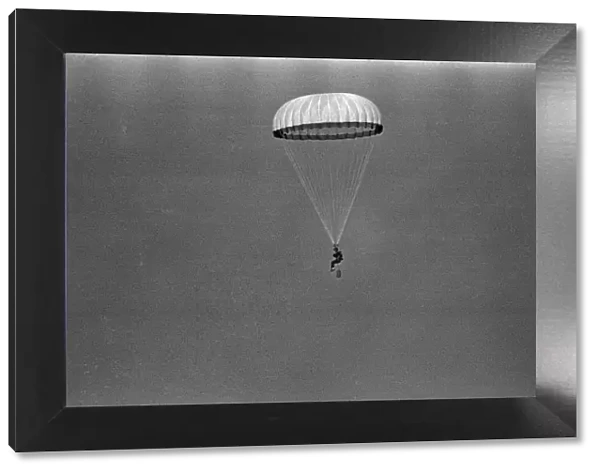 Prince Charles makes a parachute jump off the Dorset coast during his training as an RAF