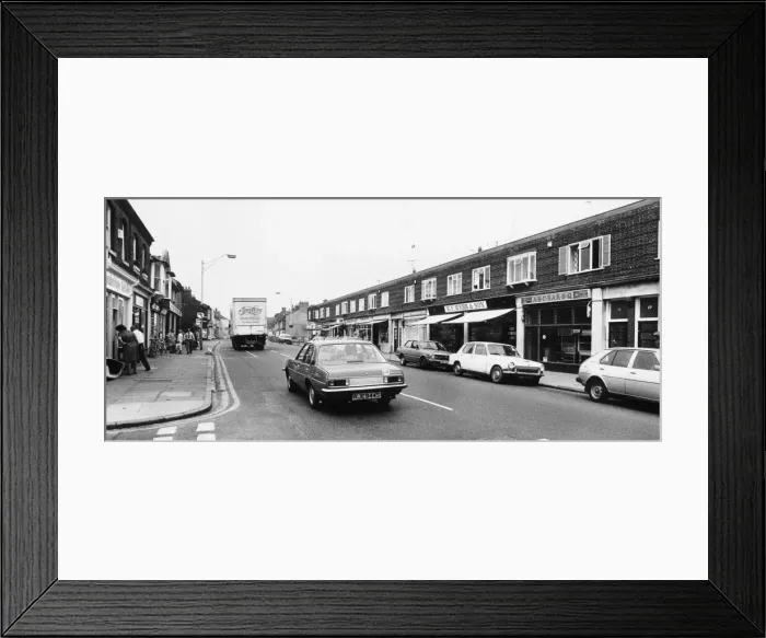 Framed Print : Picture shows Mill Road, Cambridge, Cambridgeshire. A Vauxhall Cavalier Framed Print : Picture shows Mill Road, Cambridge, Cambridgeshire. A Vauxhall Cavalier