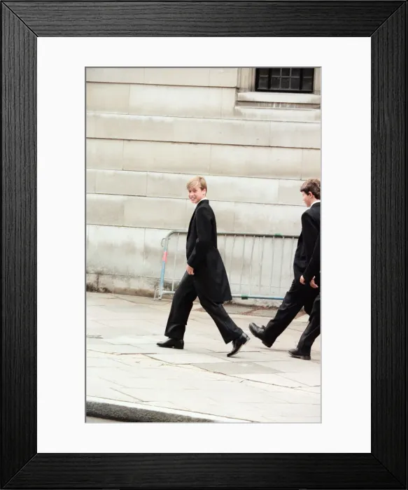Framed Print : Prince William arrives at for his first day at Eton College, Windsor. 7th September 1995 Framed Print : Prince William arrives at for his first day at Eton College, Windsor. 7th September 1995