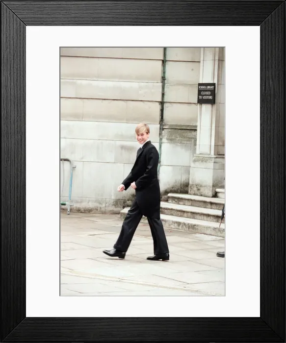 Framed Print : Prince William arrives at for his first day at Eton College, Windsor. 7th September 1995 Framed Print : Prince William arrives at for his first day at Eton College, Windsor. 7th September 1995