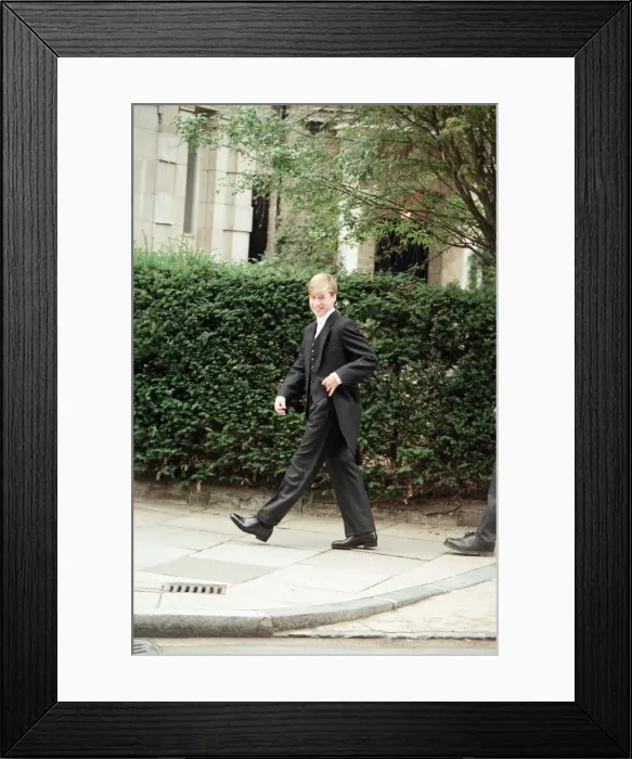 Framed Print : Prince William arrives at for his first day at Eton College, Windsor. 7th September 1995 Framed Print : Prince William arrives at for his first day at Eton College, Windsor. 7th September 1995