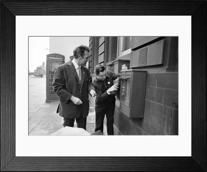 Framed Print : Postmaster General John Stonehouse, on the eve of the introduction of his two tier postal Framed Print : Postmaster General John Stonehouse, on the eve of the introduction of his two tier postal