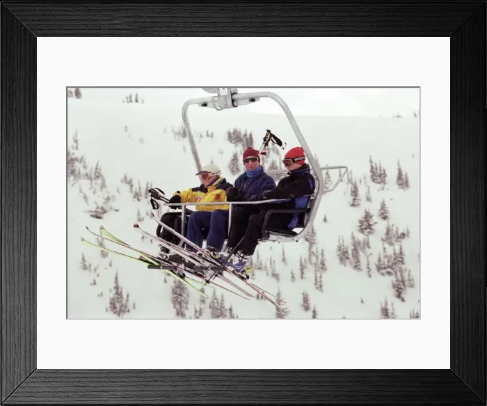 Framed Print : Prince Charles with Princes William and Harry during their skiing holiday in Whistler Framed Print : Prince Charles with Princes William and Harry during their skiing holiday in Whistler