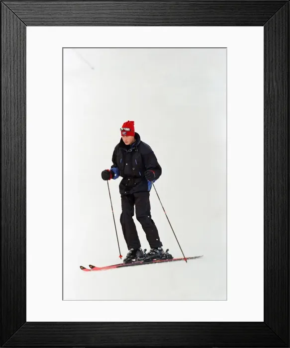 Framed Print : Prince William on the ski slopes of Klosters during an official photocall. January 1998 Framed Print : Prince William on the ski slopes of Klosters during an official photocall. January 1998